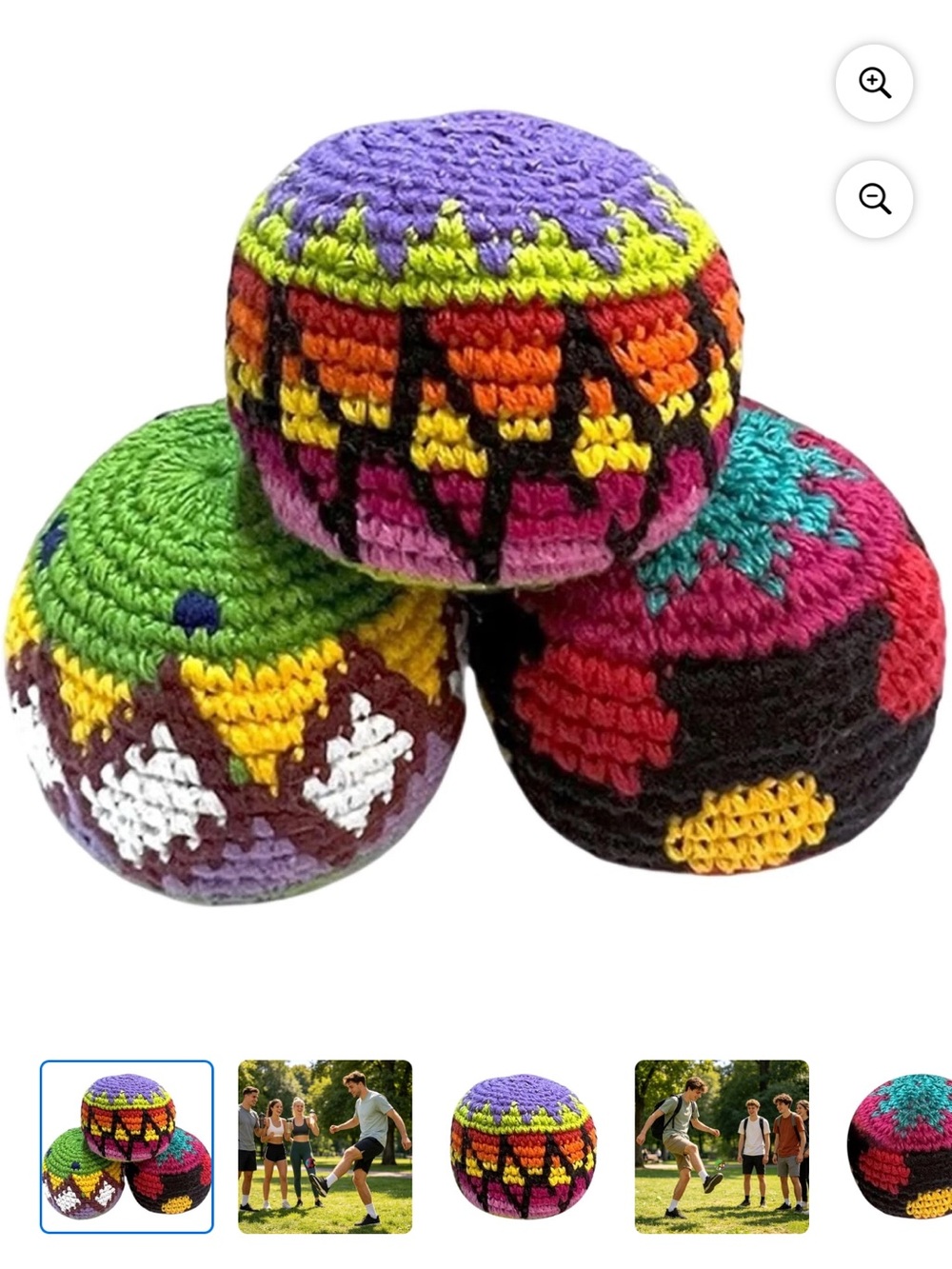 Hand-Crocheted Hacky Sack - Bright Multicolor - set of 2